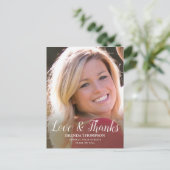 卒業写真の愛と感謝してい黒文字 ポストカード (スタンド正面)