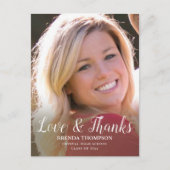 卒業写真の愛と感謝してい黒文字 ポストカード (正面)