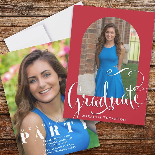 卒業写真の書道スクリプト（鳥）ショウジョウコウカンチョウ赤 招待状