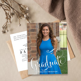 卒業写真の書道台本の白シンプル色 ポストカード