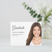 卒業写真の発表招待状白 インビテーションポストカード (スタンド正面)