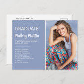 卒業写真の発表招待状青 インビテーションポストカード (正面/裏面)