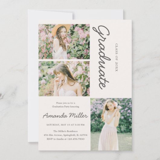 卒業写真の発表招待状 招待状 (正面)