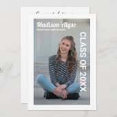 卒業写真の編集可能な色のお知らせ 招待状 (正面/裏面)