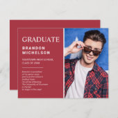 卒業写真の赤アナウンスパーティの招待状 招待状 (正面/裏面)