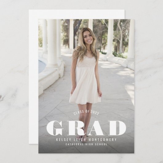 卒業写真はっきりしたの発表とパーティー 案内状 (正面/裏面)