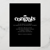 卒業写真はっきりしたタイポグラフィ実在バラ金ゴールド 箔招待状 (裏面)