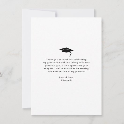 卒業写真はっきりしたモダンシンプルタイポグラフィ サンキューカード (裏面)