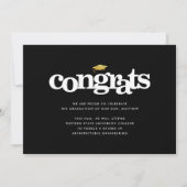 卒業写真はっきりしたモダンタイポグラフィ黒金ゴールド 案内状 (裏面)