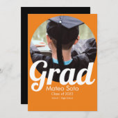 卒業写真はっきりした任意の色 招待状 (正面/裏面)