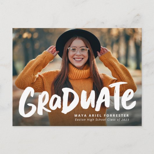 卒業写真はっきりした卒業記念はがき インビテーションポストカード (正面)