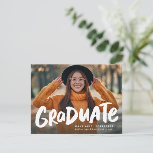 卒業写真はっきりした卒業記念はがき インビテーションポストカード (スタンド正面)