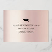 卒業写真はっきりした型ブラック実在バラ金ゴールド 箔招待状 (裏面)