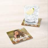 卒業写真はっきりした脚本カスタム卒業会 スクエアペーパーコースター (インサイチュ)