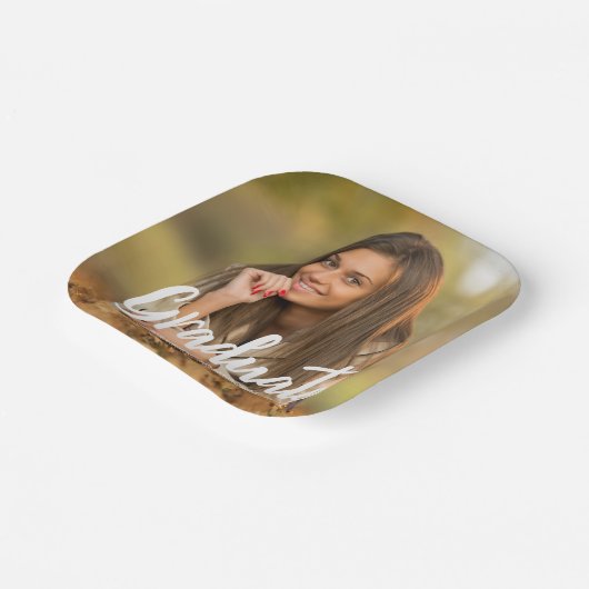 卒業写真はっきりした脚本カスタム卒業会 ペーパープレート (傾斜あり)