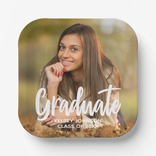 卒業写真はっきりした脚本カスタム卒業会 ペーパープレート (正面)