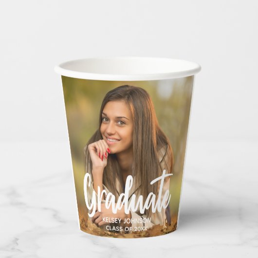 卒業写真はっきりした脚本カスタム卒業会 紙コップ (正面)