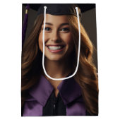 卒業写真はっきりした脚本カスタム卒業 ミディアムペーパーバッグ (裏面)