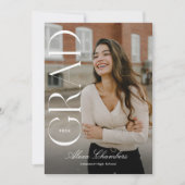 卒業写真を全面に押し出した卒業式招待状 招待状 (正面)