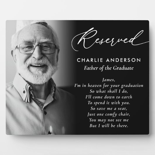 卒業写真を撮るため天国の父親 フォトプラーク (正面)