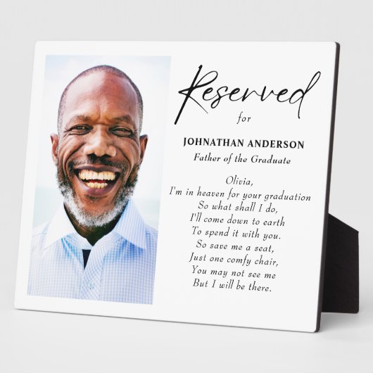 卒業写真を撮るため天国の父親 フォトプラーク (側面)
