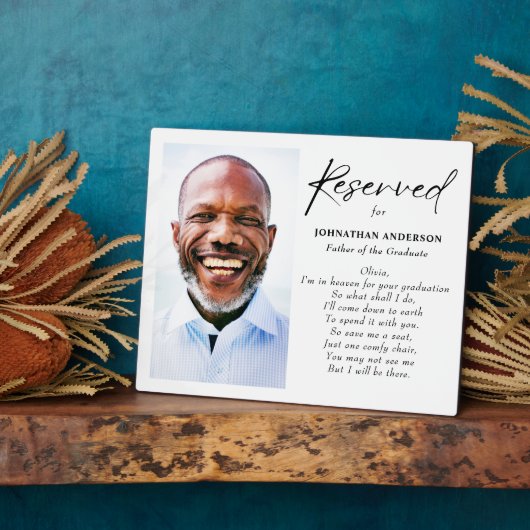 卒業写真を撮るため天国の父親 フォトプラーク (側面)