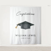 卒業写真を背景に卒業用の装飾 タペストリー (正面)