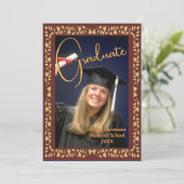 卒業写真アナウンスメントマルーンと金ゴールドアイビー 招待状 (スタンド正面)