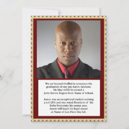 卒業写真アナウンスメントマルーンと金ゴールド 招待状