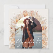 卒業写真アーチ飾りの草木のパンパ植物学 招待状 (正面)