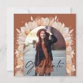 卒業写真アーチterracotta pampas植物学 招待状 (正面)