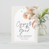 卒業写真アーチterracotta pampas植物学 招待状 (スタンド正面)