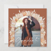 卒業写真アーチterracotta pampas植物学 招待状 (正面)