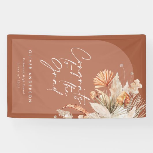 卒業写真アーチterracotta pampas植物学 横断幕 (横)