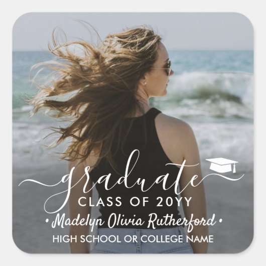 卒業写真エレガントと白書学年 スクエアシール (正面)