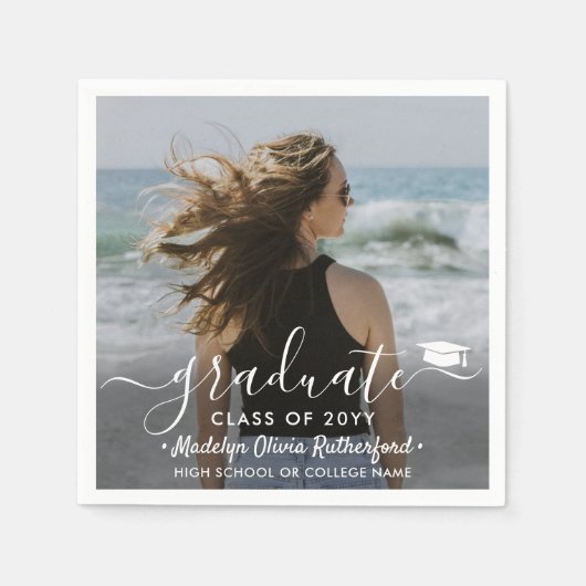 卒業写真エレガントと白書学年 スタンダードカクテルナプキン (正面)