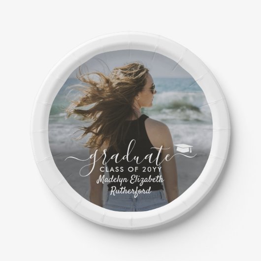 卒業写真エレガントと白書学年 ペーパープレート (正面)