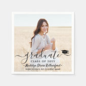 卒業写真エレガントと黒字通学年 スタンダードカクテルナプキン (正面)