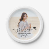 卒業写真エレガントと黒字通学年 ペーパープレート (正面)