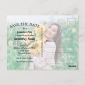 卒業写真エレガントのスクリプト日付の保存 ポストカード (裏面)