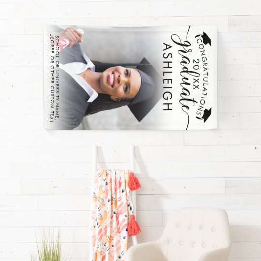 卒業写真エレガントブラックスクリプトクラス年 横断幕 (インサイチュ)