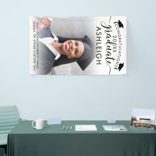 卒業写真エレガントブラックスクリプトクラス年 横断幕 (トレードショー)