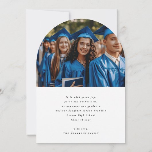 卒業写真エレガント卒業発表 招待状 (裏面)