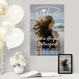 卒業写真エレガント白モダン書 ポスター