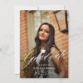 卒業写真エレガント白黒卒業 案内状 (正面)