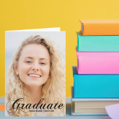 卒業写真エレガント華やかな台本を折り畳み 案内状