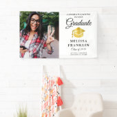 卒業写真エレガント金ゴールドキャップ卒業 横断幕 (インサイチュ)