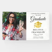 卒業写真エレガント金ゴールドキャップ卒業 横断幕 (横)