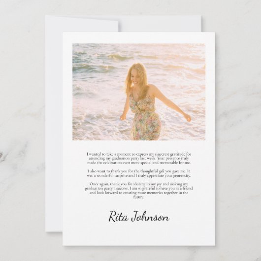 卒業写真エレガント高校卒業 サンキューカード (裏面)