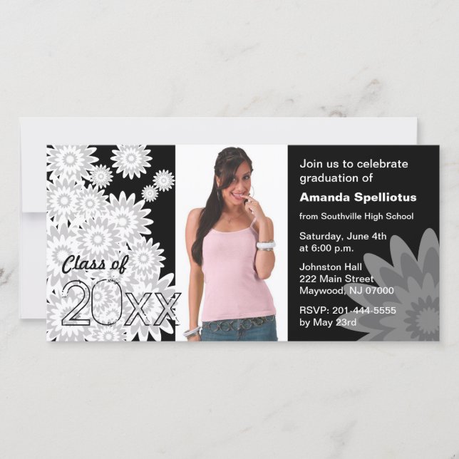 卒業写真カード白い花 (正面)